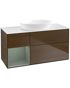 Villeroy und Boch Finion Villeroy und Boch Finion FA61GMGN 120cm, cover plate white matt, shelves olive matt lacquer, walnut veneer