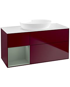 Villeroy und Boch Finion Waschtischunterschrank FA61GMHB 120cm, Abdeckplatte white matt, Regale Olive matt lacquer, Peony Matt