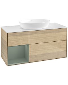 Villeroy und Boch Finion Villeroy und Boch Finion FA61GMPC 120cm, cover plate white matt, shelves olive matt lacquer, Oak Veneer
