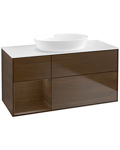 Villeroy und Boch Finion Villeroy und Boch FA61GNGN 120cm, plaque de recouvrement blanc mat, étagères Walnut Veneer , placage Walnut Veneer