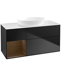 Villeroy und Boch Finion Villeroy und Boch Finion FA61GNPD 120cm, cover plate white matt, shelves Walnut Veneer , black matt lacquer