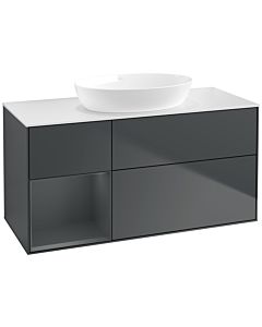 Villeroy und Boch Finion Villeroy und Boch FA61HGHG 120cm, plaque de recouvrement blanc mat, étagères laqué mat Midnight, Midnight Blue Matt Lacquer