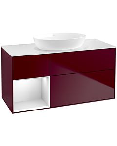 Villeroy und Boch Finion Waschtischunterschrank FA61MTHB 120cm, Abdeckplatte white matt, Regale White matt lacquer, Peony Matt