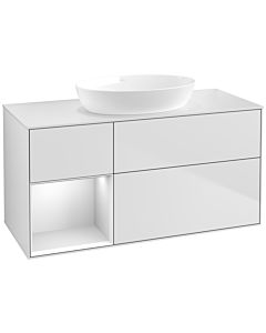 Villeroy und Boch Finion Villeroy und Boch FA61MTMT 120cm, plaque de recouvrement blanc mat, étagères laqué blanc mat, laqué blanc mat
