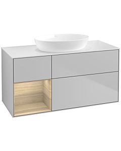 Villeroy und Boch Finion Villeroy und Boch FA61PCGJ 120cm, plaque de recouvrement blanc mat, étagères Oak Veneer , gris clair mat