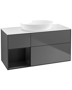 Villeroy und Boch Finion Villeroy und Boch Finion FA61PDGK 120cm, cover plate white matt, shelves black matt lacquer, anthracite matt