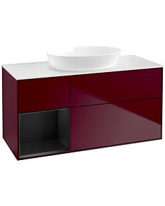 Villeroy und Boch Finion Waschtischunterschrank FA61PDHB 120cm, Abdeckplatte white matt, Regale Black matt lacquer, Peony Matt