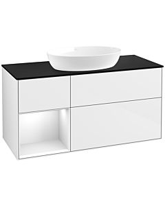 Villeroy und Boch Finion Villeroy und Boch Finion FA62GFGF 120cm, cover plate black matt, shelves Glossy white lacquer, Glossy white lacquer