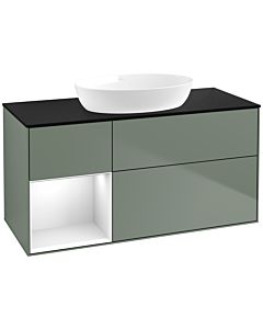 Villeroy und Boch Finion Villeroy und Boch Finion FA62GFGM 120cm, cover plate black matt, shelves Glossy white lacquer, Olive Matt Lacquer