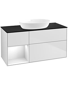 Villeroy und Boch Finion Villeroy und Boch Finion FA62GFMT 120cm, cover plate black matt, shelves Glossy white lacquer, white matt lacquer