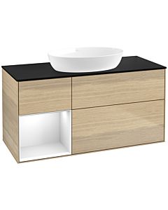 Villeroy und Boch Finion Villeroy und Boch Finion FA62GFPC 120cm, cover plate black matt, shelves Glossy white lacquer, Oak Veneer