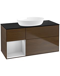 Villeroy und Boch Finion Villeroy und Boch Finion FA62GJGN 120cm, cover plate black matt, shelves light gray matt lacquer, walnut veneer
