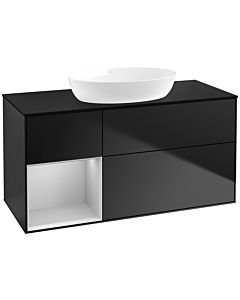 Villeroy und Boch Finion Waschtischunterschrank FA62GJPD 120cm, Abdeckplatte black matt, Regale Light grey matt lacquer, Black matt lacquer