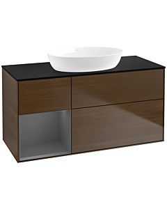 Villeroy und Boch Finion Villeroy und Boch Finion FA62GKGN 120cm, cover plate black matt, shelves anthracite matt lacquer, walnut veneer