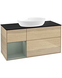 Villeroy und Boch Finion Villeroy und Boch Finion FA62GMPC 120cm, cover plate black matt, shelves olive matt lacquer, Oak Veneer