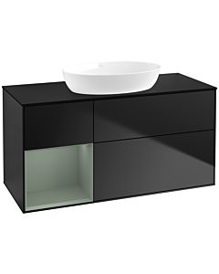 Villeroy und Boch Finion Villeroy und Boch Finion FA62GMPD 120cm, cover plate black matt, shelves olive matt lacquer, black matt lacquer