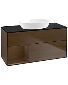 Villeroy und Boch Finion FA62GNGN 120cm, plaque de recouvrement noir mat, étagères Walnut Veneer , placage Walnut Veneer