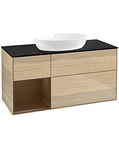 Villeroy und Boch Finion Villeroy und Boch FA62GNPC 120cm, plaque de recouvrement noir mat, étagères Walnut Veneer , Oak Veneer