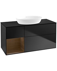 Villeroy und Boch Finion Villeroy und Boch FA62GNPD 120cm, plaque de recouvrement noir mat, étagères Walnut Veneer , laqué noir mat