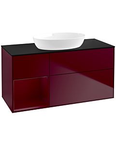 Villeroy und Boch Finion Villeroy und Boch FA62HBHB 120cm, plaque de recouvrement noire mate, étagères en laque matte Peony , Peony Matt