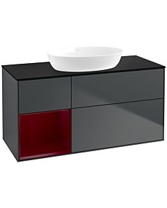 Villeroy und Boch Finion Villeroy und Boch Finion FA62HBHG 120cm, cover plate black matt, shelves Peony matt lacquer, midnight Blue Matt Lacquer