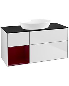 Villeroy und Boch Finion Villeroy und Boch Finion FA62HBMT 120cm, cover plate black matt, shelves Peony matt lacquer, white matt lacquer