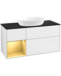 Villeroy und Boch Finion Villeroy und Boch Finion FA62HFGF 120cm, cover plate black matt, shelves gold matt lacquer, glossy white lacquer
