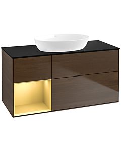 Villeroy und Boch Finion Villeroy und Boch Finion FA62HFGN 120cm, cover plate black matt, shelves gold matt lacquer, walnut veneer