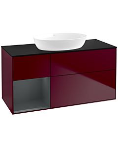 Villeroy und Boch Finion Villeroy und Boch FA62HGHB 120cm, plaque de recouvrement noire mate, étagères laqué mat Midnight, Peony Matt