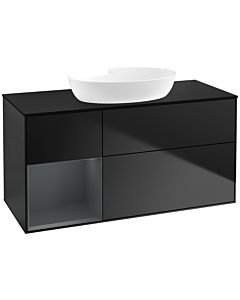 Villeroy und Boch Finion Waschtischunterschrank FA62HGPD 120cm, Abdeckplatte black matt, Regale Midnight matt lacquer, Black matt lacquer