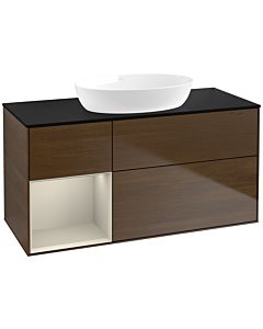 Villeroy und Boch Finion Villeroy und Boch Finion FA62HHGN 120cm, cover plate black matt, shelves sand matt lacquer, walnut veneer