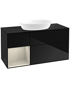 Villeroy und Boch Finion FA62HHPH 120cm, plateau noir mat, étagères Glossy Black Lacquer mat, Glossy Black Lacquer