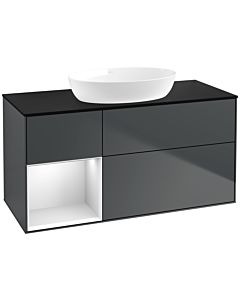 Villeroy und Boch Finion Waschtischunterschrank FA62MTHG 120cm, Abdeckplatte black matt, Regale White matt lacquer, Midnight Blue Matt Lacquer