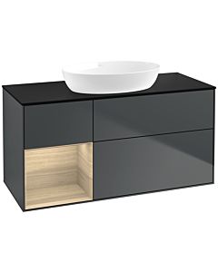 Villeroy und Boch Finion Villeroy und Boch FA62PCHG 120cm, plaque de recouvrement noir mat, étagères Oak Veneer , Midnight Blue Matt Lacquer