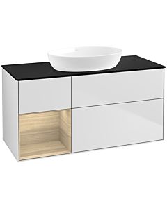 Villeroy und Boch Finion Villeroy und Boch Finion FA62PCMT 120cm, cover plate black matt, shelves Oak Veneer , white matt lacquer