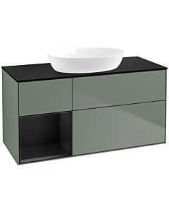 Villeroy und Boch Finion Waschtischunterschrank FA62PDGM 120cm, Abdeckplatte black matt, Regale Black matt lacquer, Olive Matt Lacquer