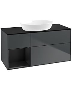 Villeroy und Boch Finion Villeroy und Boch FA62PDHG 120cm, plaque de recouvrement noire mate, étagères Blue Matt Lacquer noir mat, Midnight Blue Matt Lacquer