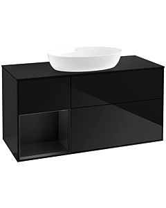 Villeroy und Boch Finion Villeroy und Boch FA62PDPH 120cm, plaque de recouvrement noir mat, étagères laqué noir mat, Glossy Black Lacquer