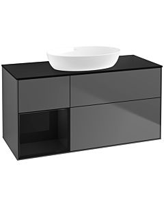Villeroy und Boch Finion Villeroy und Boch Finion FA62PHGK 120cm, cover plate black matt, shelves Glossy black lacquer, anthracite matt
