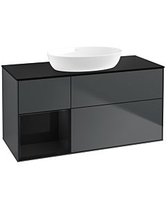 Villeroy und Boch Finion Villeroy und Boch Finion FA62PHHG 120cm, cover plate black matt, shelves Glossy black lacquer, Midnight Blue Matt Lacquer