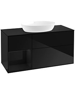 Villeroy und Boch Finion Waschtischunterschrank FA62PHPH 120cm, Abdeckplatte black matt, Regale Glossy black lacquer, Glossy Black Lacquer