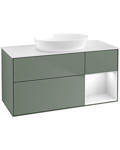 Villeroy und Boch Finion Villeroy und Boch Finion FA71GFGM 120cm, cover plate white matt, shelves Glossy white lacquer, Olive Matt Lacquer