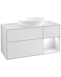 Villeroy und Boch Finion Waschtischunterschrank FA71GFMT 120cm, Abdeckplatte white matt, Regale Glossy white lacquer, White matt lacquer
