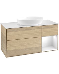 Villeroy und Boch Finion Villeroy und Boch Finion FA71GFPC 120cm, cover plate white matt, shelves Glossy white lacquer, Oak Veneer