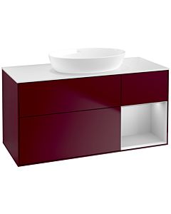 Villeroy und Boch Finion Villeroy und Boch FA71GJHB 120cm, plaque de recouvrement blanc mat, étagères laqué gris clair mat, Peony Matt