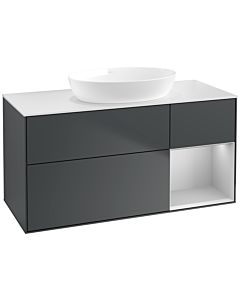 Villeroy und Boch Finion Waschtischunterschrank FA71GJHG 120cm, Abdeckplatte white matt, Regale Light grey matt lacquer, Midnight Blue Matt Lacquer