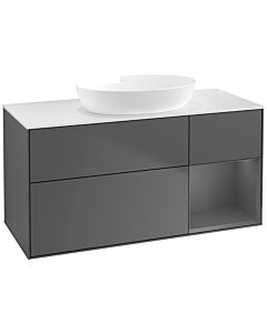 Villeroy und Boch Finion Waschtischunterschrank FA71GKGK 120cm, Abdeckplatte white matt, Regale Anthracite matt lacquer, Anthracite matt