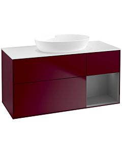 Villeroy und Boch Finion Villeroy und Boch FA71GKHB 120cm, plaque de recouvrement blanc mat, étagères laqué mat anthracite, Peony Matt