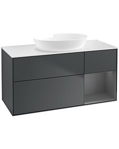 Villeroy und Boch Finion Waschtischunterschrank FA71GKHG 120cm, Abdeckplatte white matt, Regale Anthracite matt lacquer, Midnight Blue Matt Lacquer
