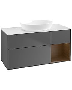 Villeroy und Boch Finion Villeroy und Boch FA71GNGK 120cm, plaque de recouvrement blanc mat, étagères Walnut Veneer , anthracite mat